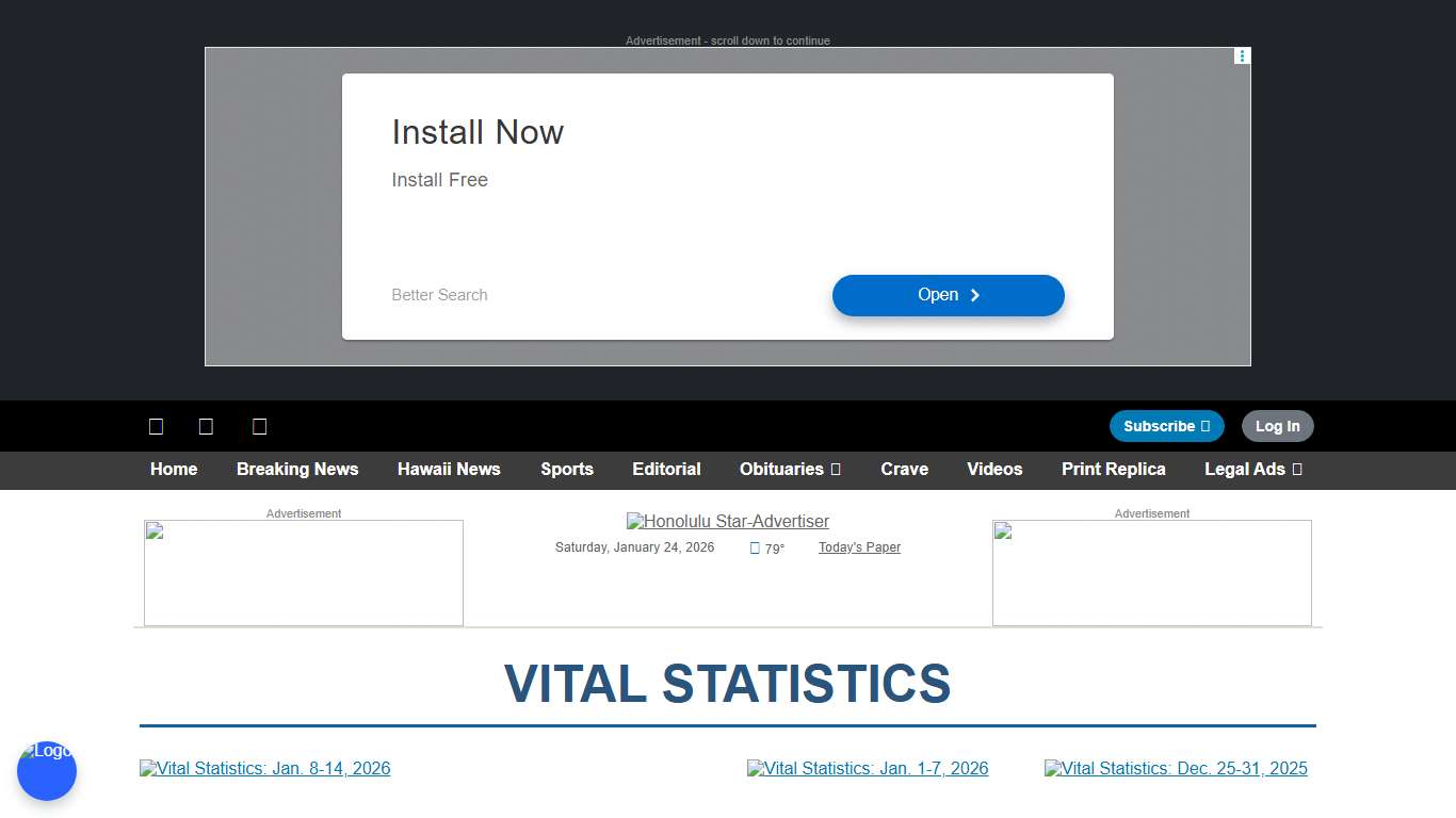 Hawaii Vital Statistics Honolulu Star-Advertiser